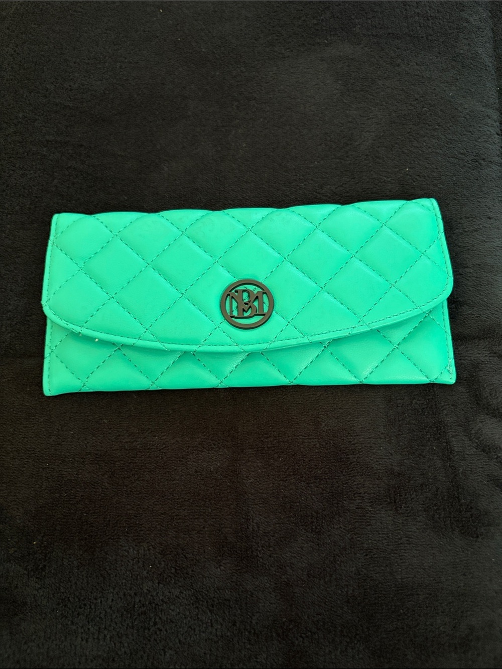 Badgley Mischka Quilted Turquoise Envelope Wallet with Logo